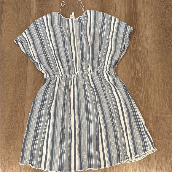 Striped Blue and White swim coverup - Picture 3 of 3